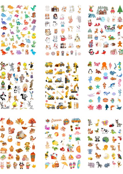 Sticker Cam Duvar Laptop Telefon 9 Adet A4 Boyutunda Farklı Tema - 290+ Sticker