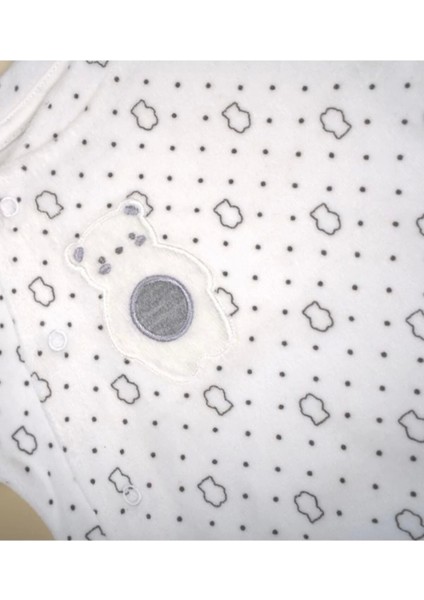 Kadife Ayıcık Desenli Ayaklı Tulum Ekru (3-9 Ay) modelleri