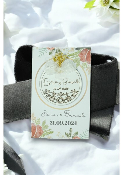 20 Adet Ahşap Oval Magnet Söz, Nişan, Kına, Nikah, Bebek Doğum Mevlit-Sunum Kartı ile