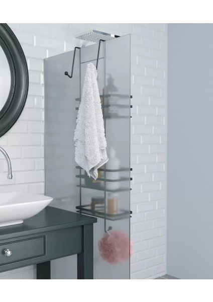 Üç Katlı Asmalı Banyo Duş Rafı - Siyah LM580