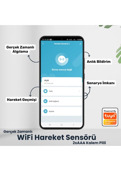 Wifi Hareket Sensörü ( Tuya Smart Life Uyumlu )