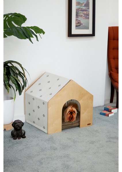 Demonte Ahşap Hava Alabilen Kedi ve Köpek Evi Gri