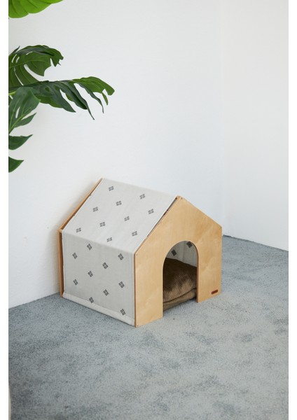 Demonte Ahşap Hava Alabilen Kedi ve Köpek Evi Gri
