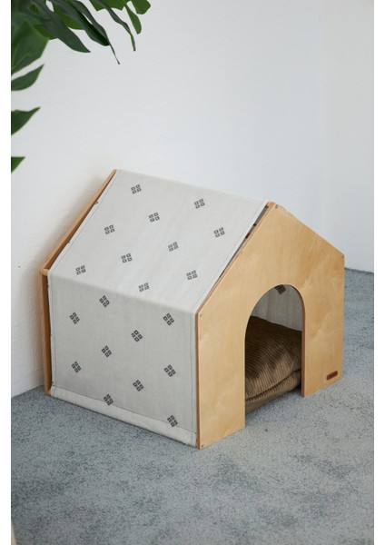 Demonte Ahşap Hava Alabilen Kedi ve Köpek Evi Gri