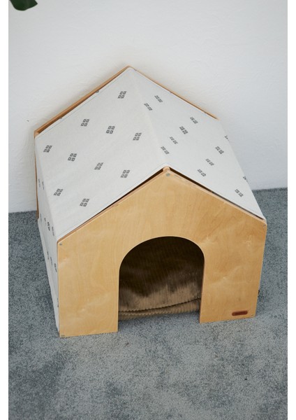 Demonte Ahşap Hava Alabilen Kedi ve Köpek Evi Gri