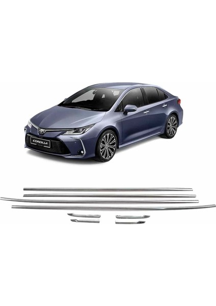 Toyota Corolla Cam Çıtası 8 Parça Krom Komple 2019-2021 Arası