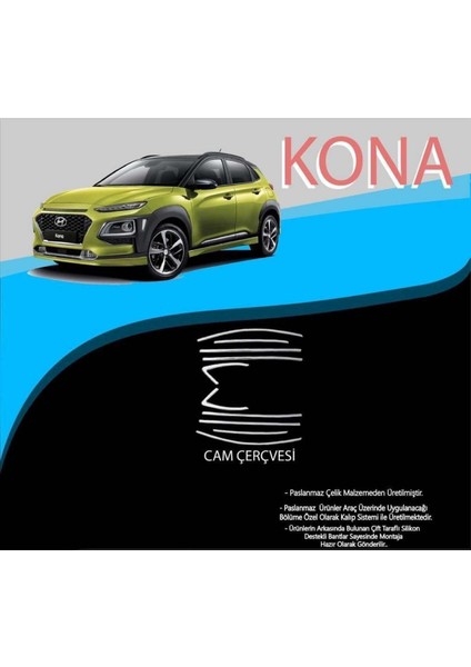 Kona Uyumlu Krom Cam Çerçevesi 10 Parça