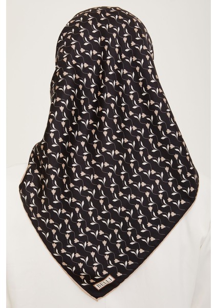 % 100 Twill Ipek Eşarp 4001D 81 Siyah