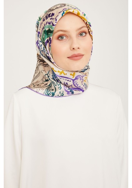 % 100 Twill Ipek Eşarp Nostalji Serisi 9037D 50