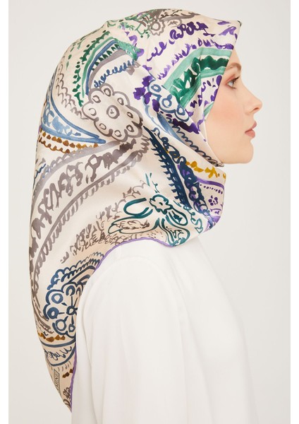 % 100 Twill Ipek Eşarp Nostalji Serisi 9037D 50