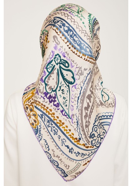 % 100 Twill Ipek Eşarp Nostalji Serisi 9037D 50