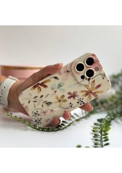 Çiçek Duvar Desenli Sert Silikon Apple iPhone Telefon Kılıfı Apple iPhone 14