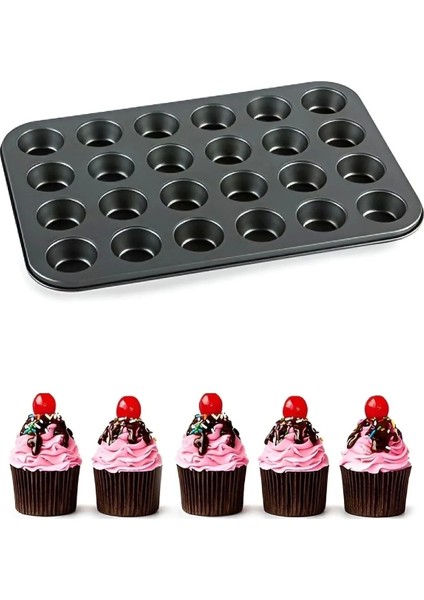 24 Bölmeli Muffin Kek Kalıbı 2 Li Set Yanmaz Yapışmaz Çörek Tart Kek Sufle Cupcake Tepsi Kalıbı