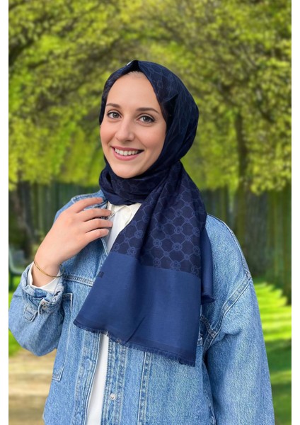 Elegance Monogram Şal 921 Lacivert