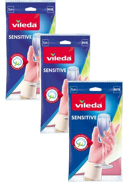 Sensitive Bulaşık Eldiveni Orta Boy M/8 x 3 Paket