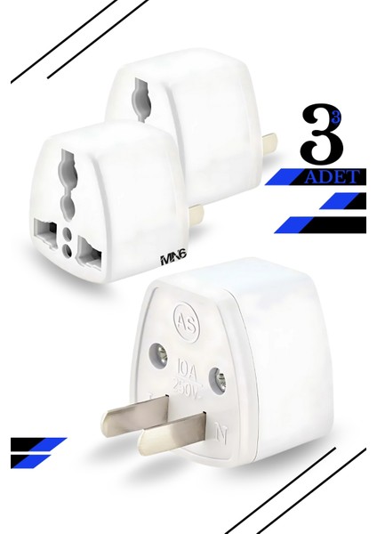 M05 Priz Dönüştürücü/3 Adet Fiş -Türk-Ingiliz Fişini Amerikan Fişine Çevirici Adaptör