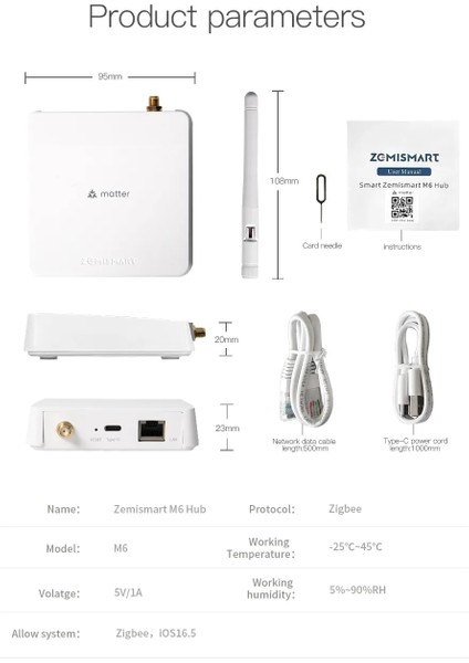 M6 Tuya Uyumlu Zigbee Matter Gateway ( Homekit Destekli Zigbee Hub )