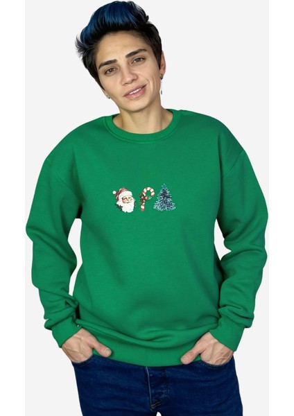 Noel Üçlüsü Unisex Sıfıryaka Yeşil Oversize Sweatshirt