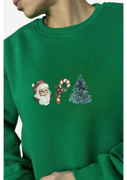Noel Üçlüsü Unisex Sıfıryaka Yeşil Oversize Sweatshirt modelleri