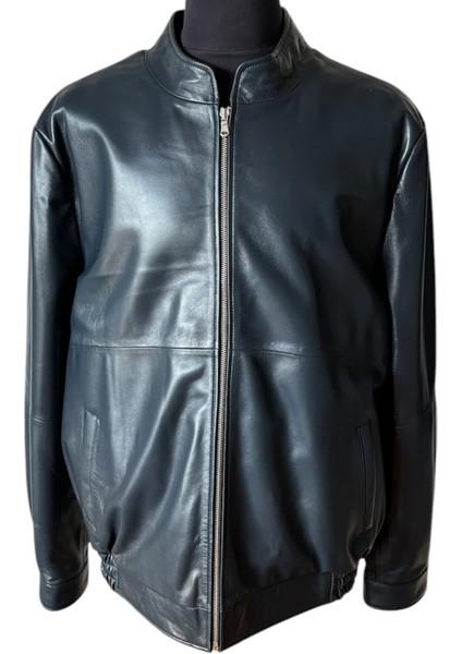 Merlın-Erkek Deri Lacivert Ceket