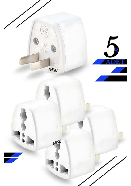 M05 Priz Dönüştürücü/5 Adet Fiş -Türk-Ingiliz Fişini Amerikan Fişine Çevirici Adaptör