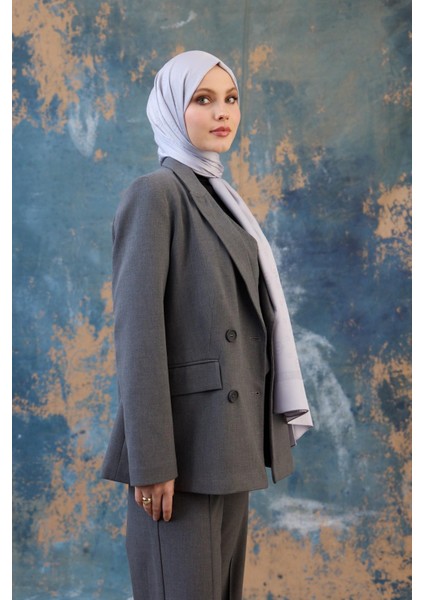 Fall Winter Ipeksi Jakar Şal Gümüş 9018-09