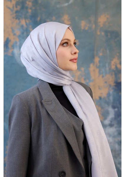 Fall Winter Ipeksi Jakar Şal Gümüş 9018-09