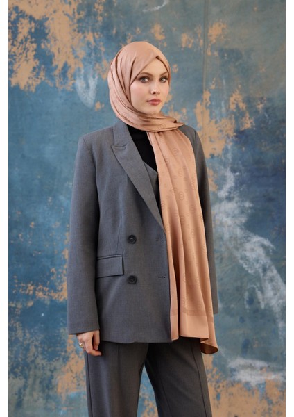 Fall Winter Ipeksi Jakar Şal Gümüş 9018-09
