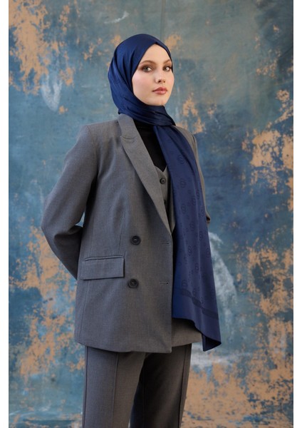 Fall Winter Ipeksi Jakar Şal Gümüş 9018-09