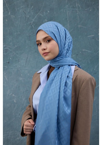 Fall Winter İpeksi Jakar Şal İndigo Mavi 9019-14