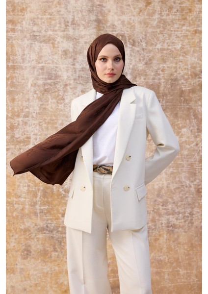 Fall Winter İpeksi Jakar Şal Kahverengi 9020-08