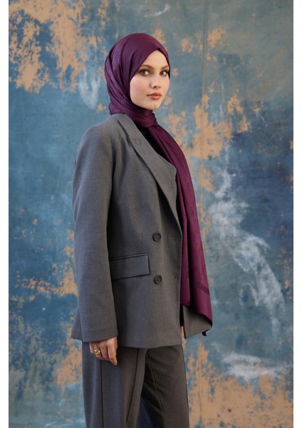Fall Winter Ipeksi Jakar Şal Gümüş 9018-09