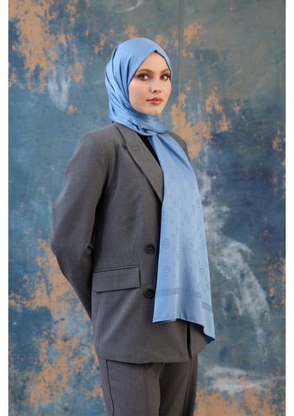 Fall Winter Ipeksi Jakar Şal Gümüş 9018-09