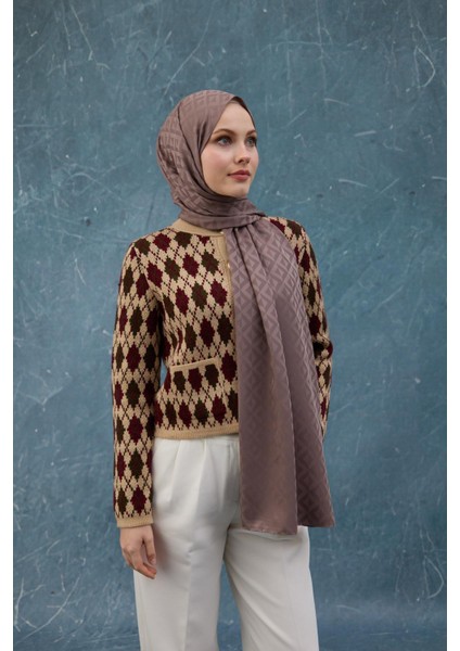 Fall Winter Ipeksi Jakar Şal Gece Mavi 9019-32