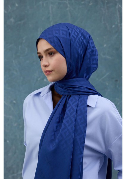 Fall Winter İpeksi Jakar Şal Mavi 9019-05