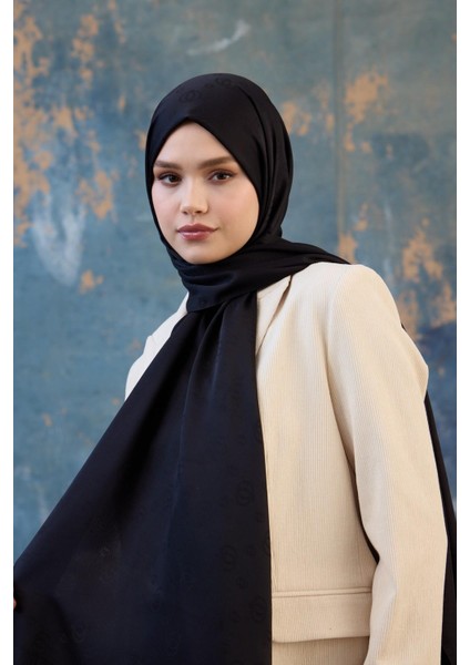 Fall Winter İpeksi Jakar Şal Siyah 9018-06