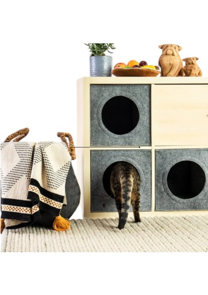 Kedi Evi Yuvası Keçe 3mm Kaliteli Keçe 32X32X32 cm 1 Adet
