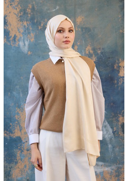 Fall Winter İpeksi Jakar Şal Bej 9018-26