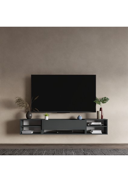 Tv Sehpa Ünitesi Antrasit Kapaklı Duvara Monte LD-1003-M4M3M4FA90