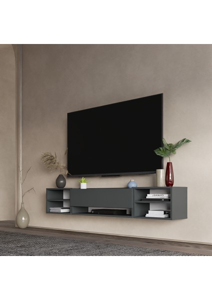 Tv Sehpa Ünitesi Antrasit Kapaklı Duvara Monte LD-1003-M4M3M4FA90