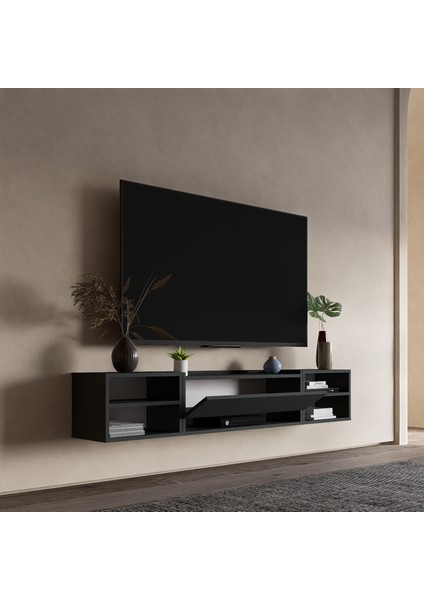 Tv Sehpa Ünitesi Antrasit Kapaklı Duvara Monte LD-1003-M4M3M4FA90