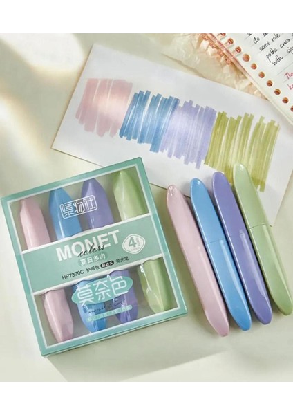 4'lü Pastel Renk Büyük Boy Fosforlu Kalem Seti