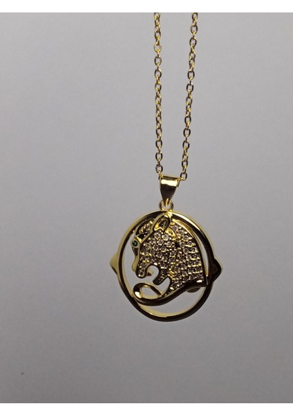 Paslanmaz Çelik Gold Zirkon Taşlı Figürlü Kolye