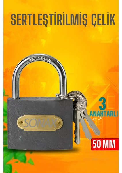Çelik Asma Kilit 3 Anahtarlı Sonax Design