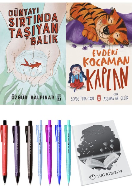 Evdeki Kocaman Kaplan ve Dünyayı Sırtında Taşıyan Balık 2'li Set - Kalem