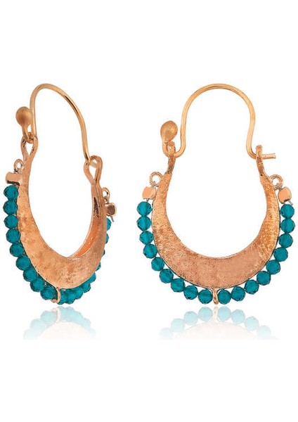 Gümüş Turkuaz Taşlı Bohem Küpe