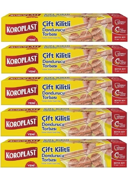 Çift Kilitli Dondurucu Torbası Büyük Boy 24 x 28 cm 10'lu x 5 Paket