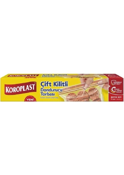 Çift Kilitli Dondurucu Torbası Büyük Boy 24 x 28 cm 10'lu x 5 Paket