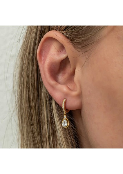 Gümüş Sallantılı Gold Damla Kadın Küpe modelleri