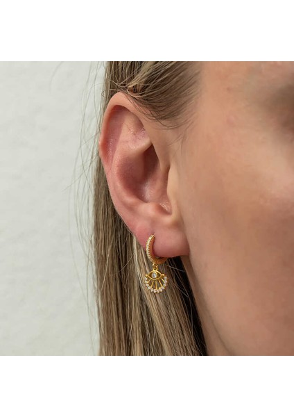 Gümüş Sallantılı Gold Göz Kadın Küpe fırsatları